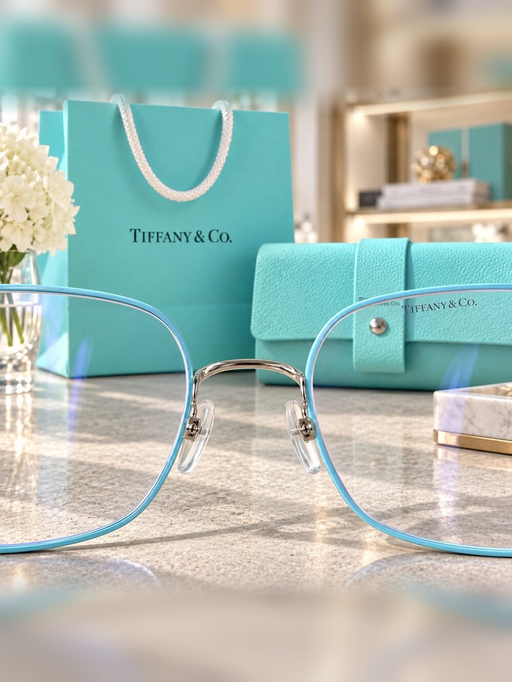 Tiffany Blue Square Optical Frames - Picture 5 of 6